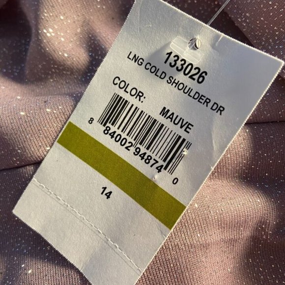 Alex Evenings Cold Shoulder Glitter Mesh Dress Draped Skirt Cowl Neckline *14* - Picture 3 of 5